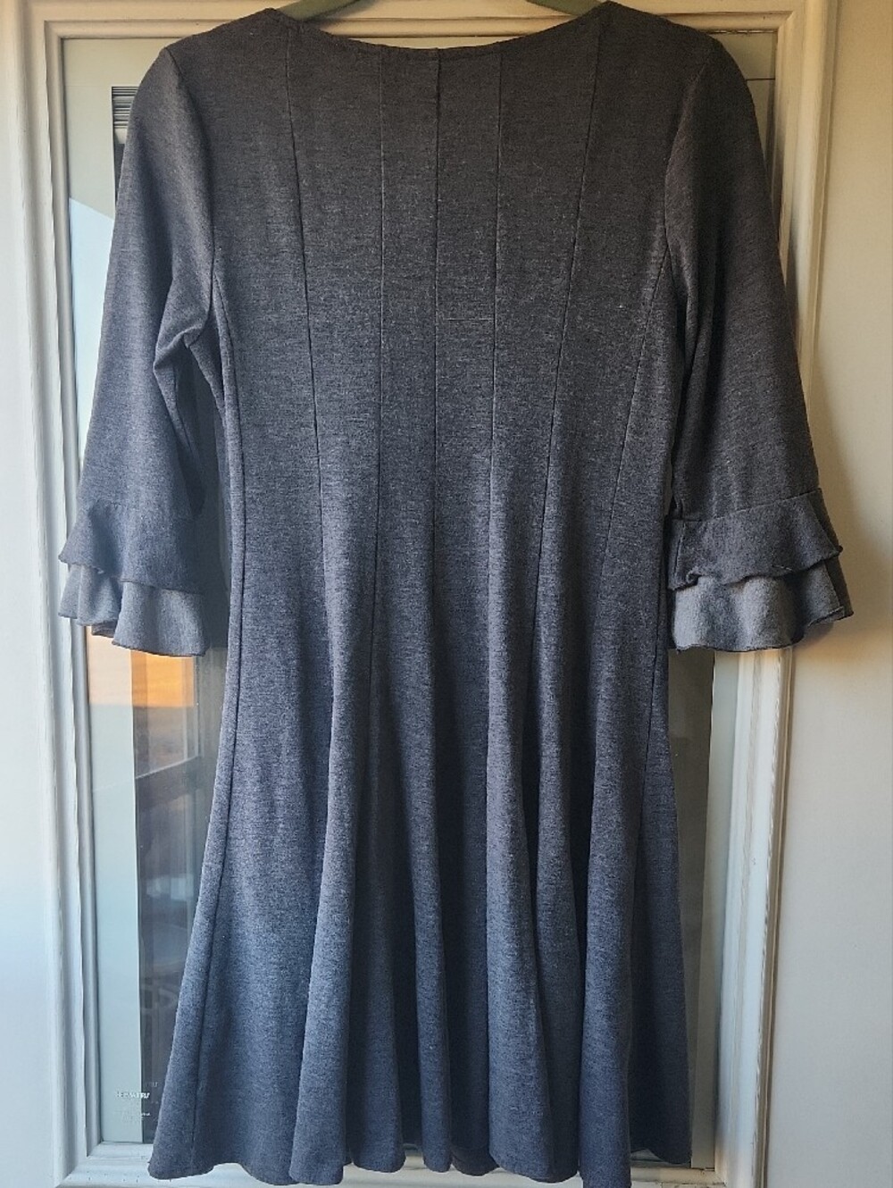 Rabbit Rabbit Rabbit Gray Ruffle Front Long Sleeve Dress - Picture 8 of 10